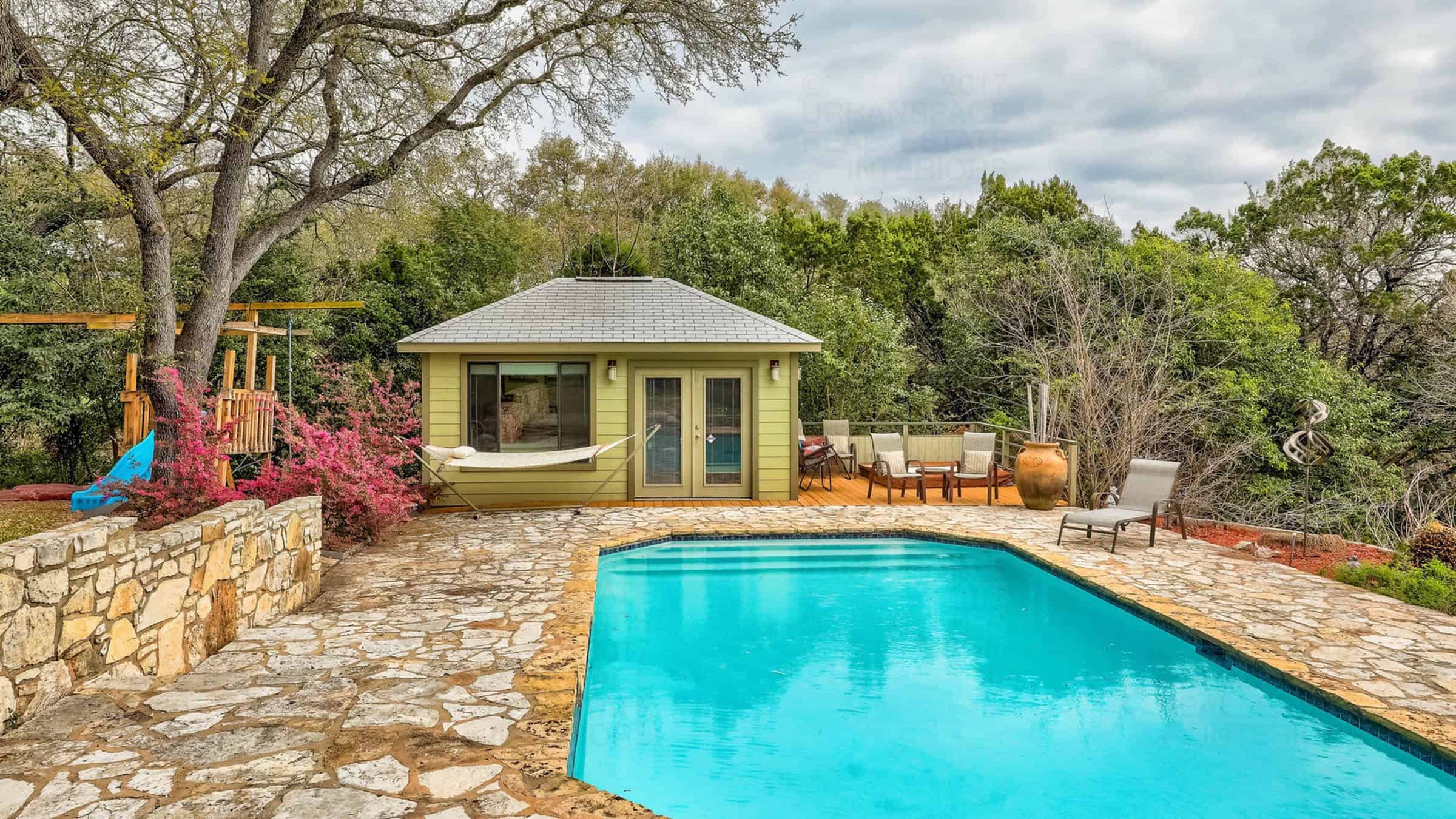 smoky ridge pool and pool house spacious backyard