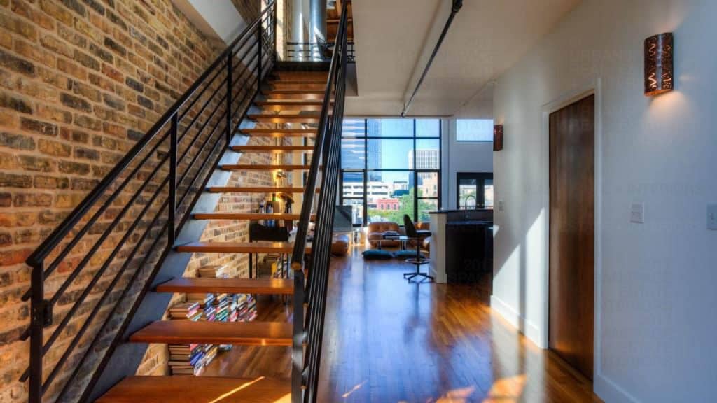Brazos lofts downtown austin stairs wooden floors natural lighting