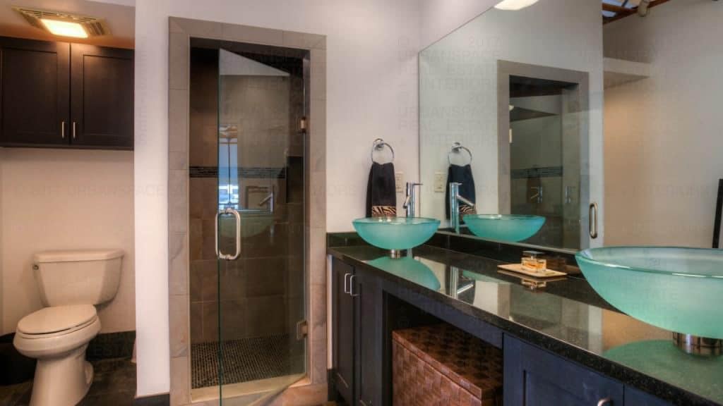 modern bathroom walk in shower brazos lofts