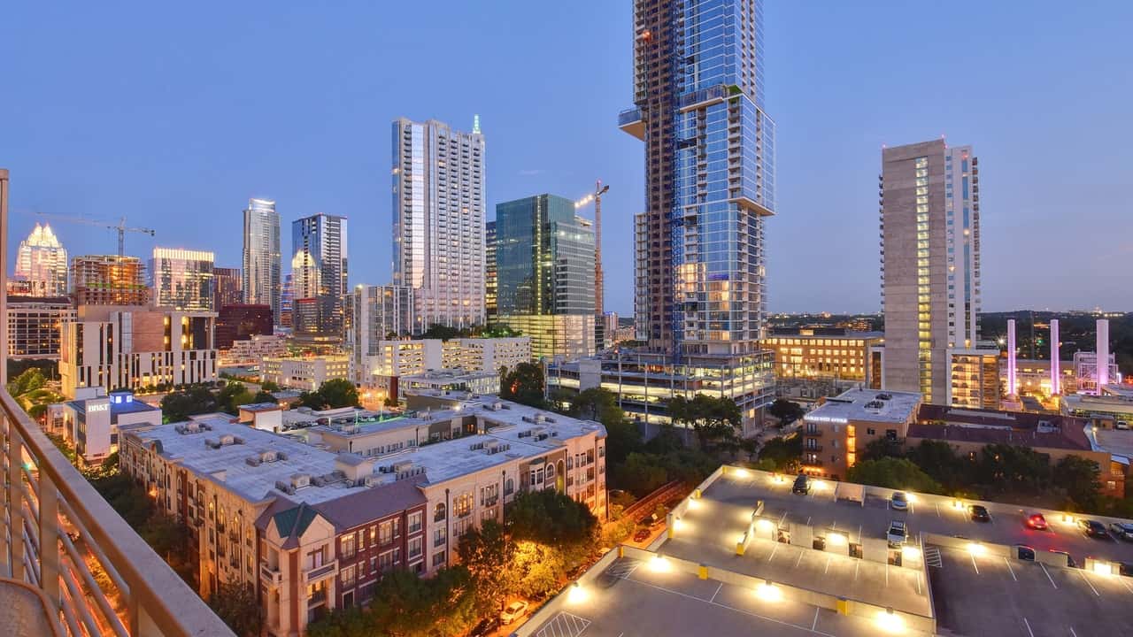 downtown background view austin city lofts balcony