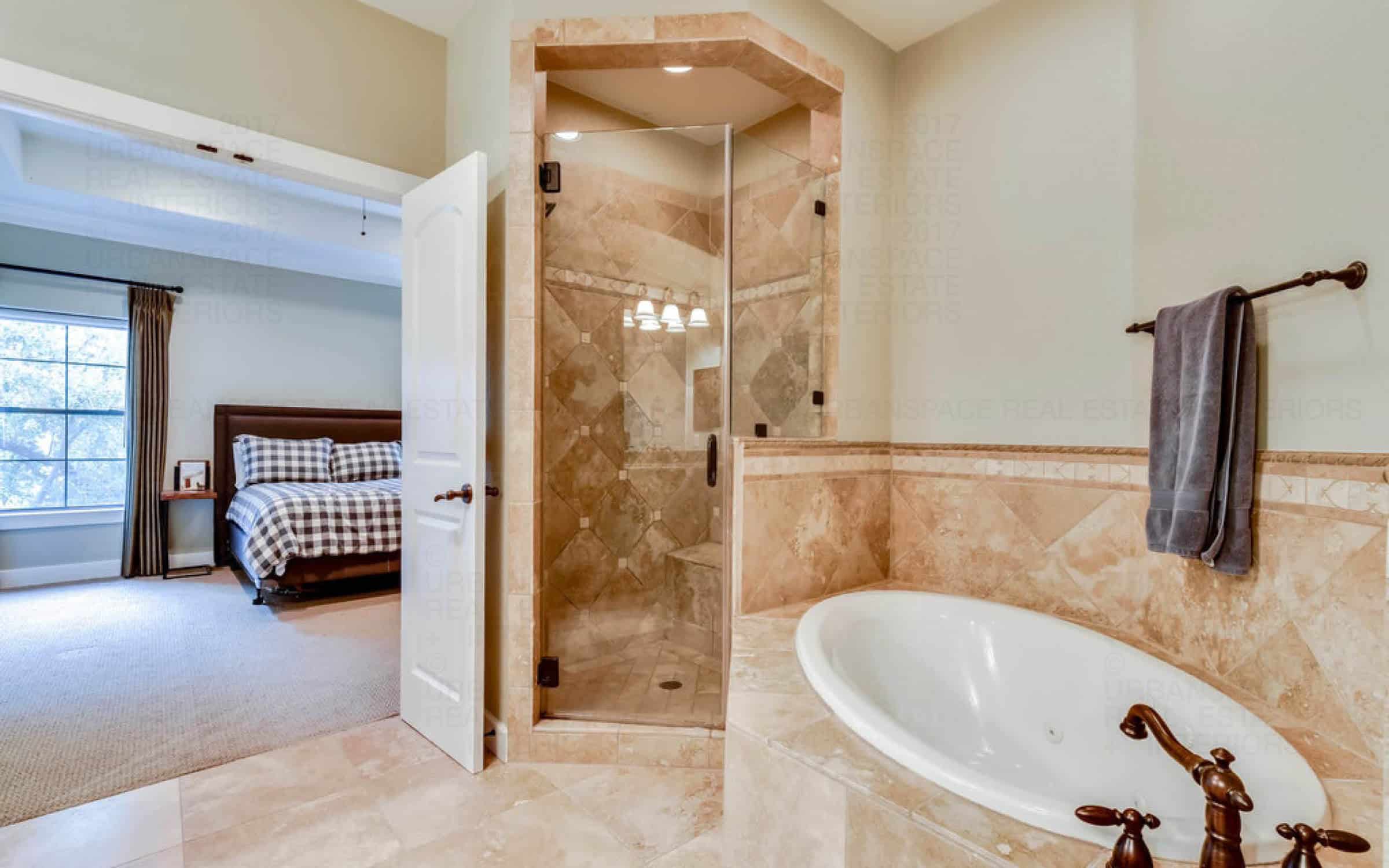 walkin shower tile tub open spacious bathroom liberty park austin