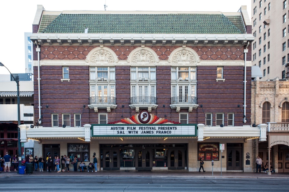 Paramount Theatre marquee on Congress Avenue during Austin Film Festival