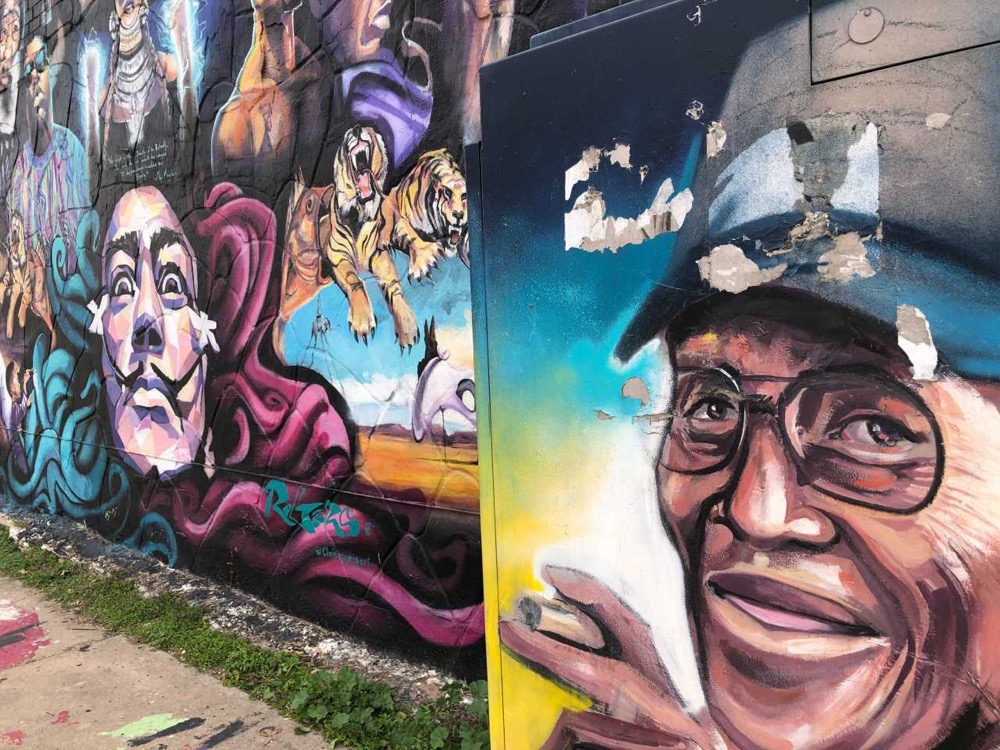 Colorful mural in East Austin celebrating local music legends