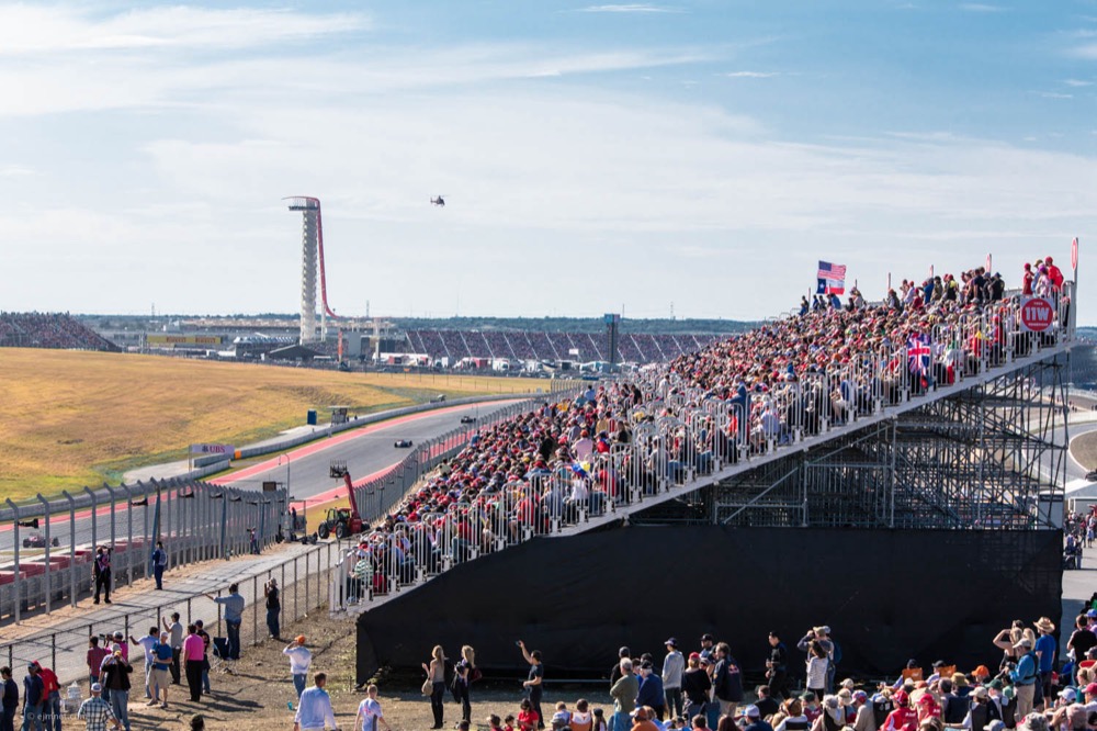 Crowds in the grandstands at Circuit of the Americas during race weekend